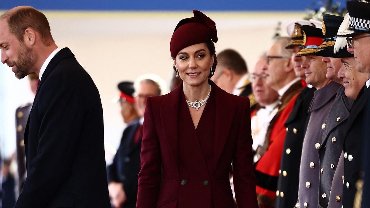 Catherine stepped out for the Ceremonial Welcome for the Emir of Qatar at Horse Guards Parade in London. Picture: AFP