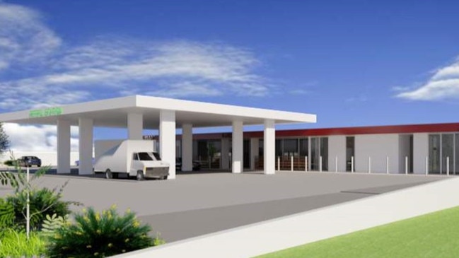 A model of the proposed new Rainbow Beach service station expected to be approved by the council this week with significant conditions imposed.