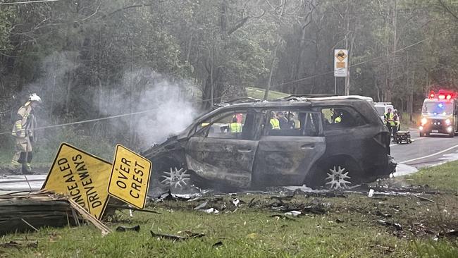 The nightmare scene on Friday night, where three people from the same family have died. Picture: Sam Stolz