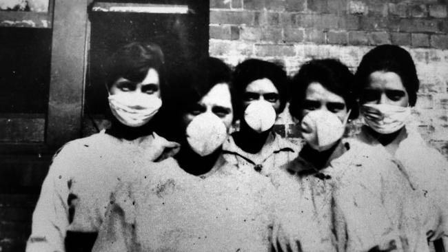 A photo taken in Brisbane during the 1919 Spanish flu outbreak … this pandemic is not “unprecedented”. Picture: supplied