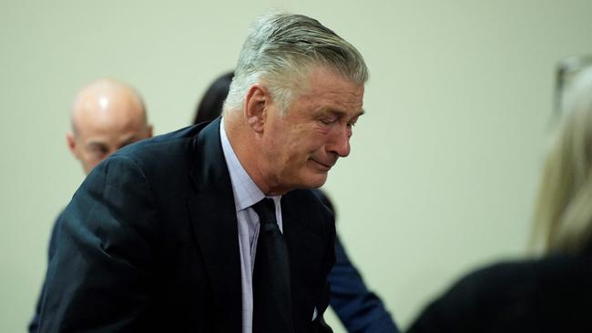 Actor Alec Baldwin bursts into tears as his trial for involuntary manslaughter is dismissed. Picture: AFP