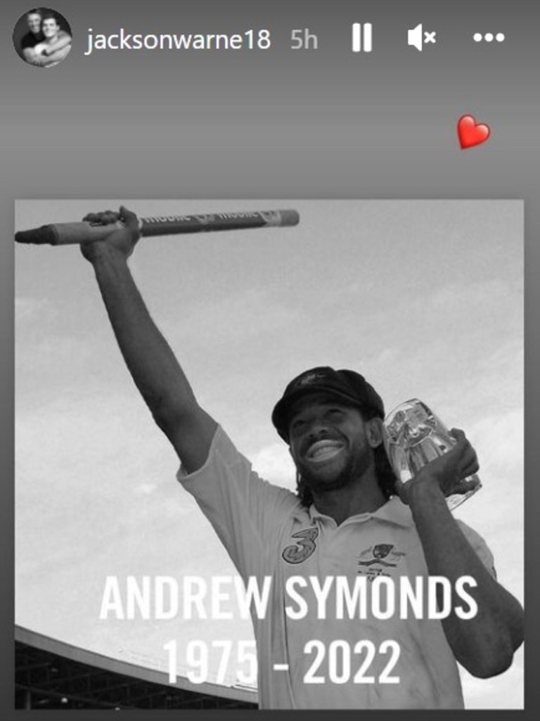 Jackson Warne posted a tribute to Andrew Symonds.