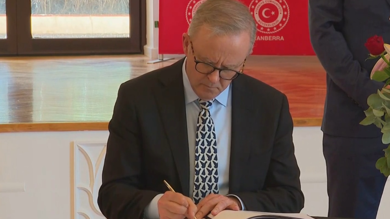 Anthony Albanese signs condolence book for Turkey-Syria earthquake victims