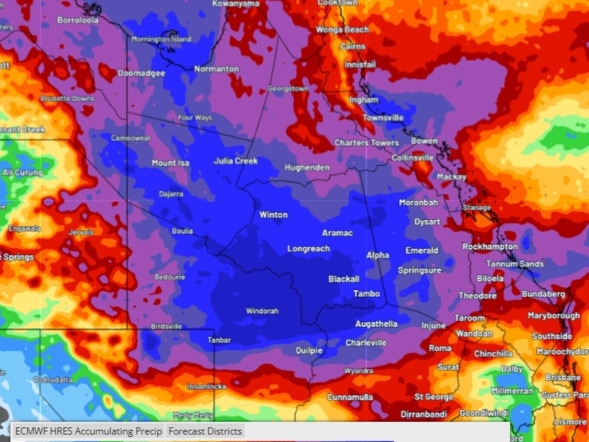 It will be the wettest week for much of inland Queensland. Picture: Weatherzone