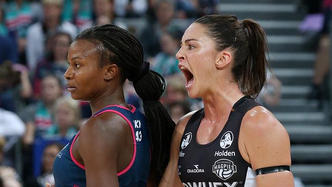 Collingwood defender Sharni Layton isn’t afraid to be heard. Picture: George Salpigtidis