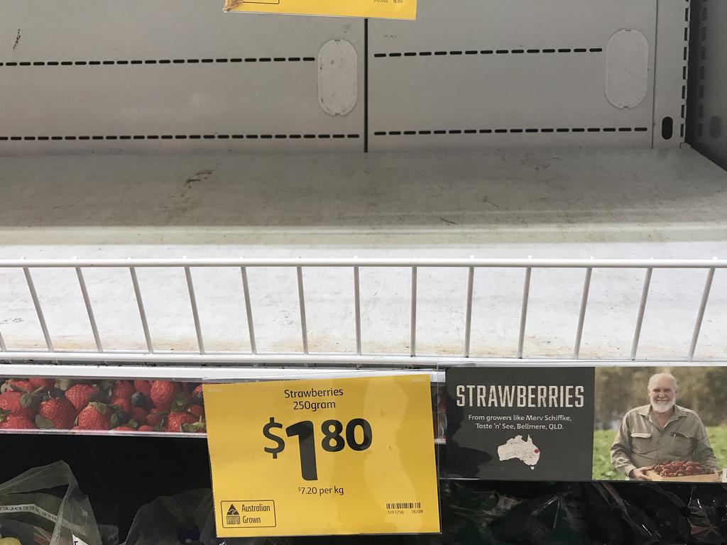 Supermarket shelves were cleared of strawberries during last year’s contamination crisis. Picture: Dan Peled/AAP