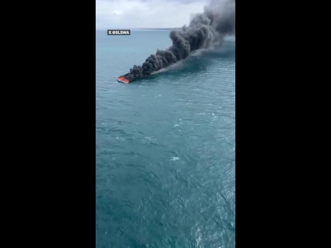 Two people had a lucky escape from a boat fire