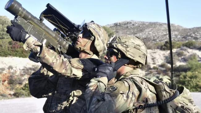 A member of the US army using the Stinger anti-Aircraft Systems