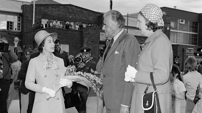 Queen Elizabeth with Gough Whitlam and his wife Margaret in Canberra in October 1973.