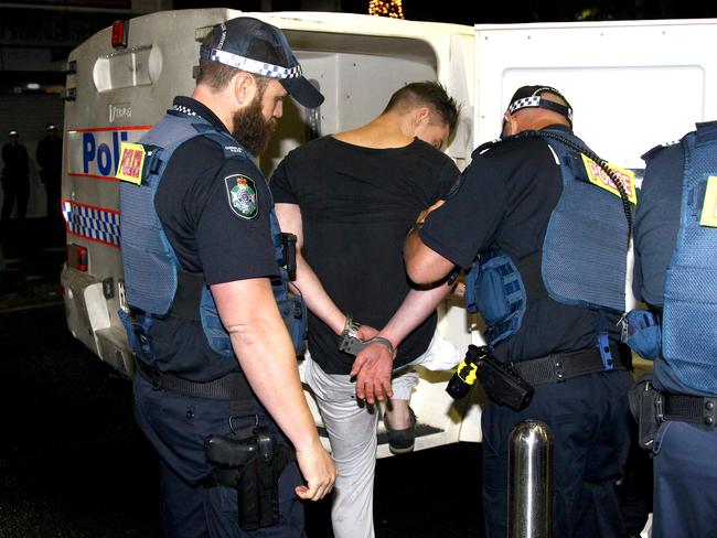 2017 schoolies festival Sunday night activities on the Gold Coast - Police arrest a schoolies reveller who had a bit to much to drink Picture AAP/David Clark