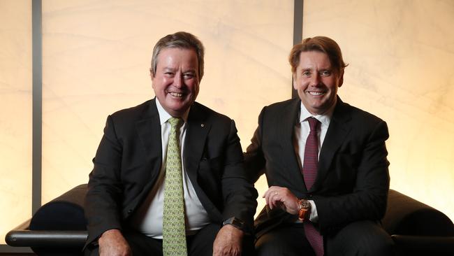 Outgoing Star executive chairman John O’Neill, left, with former CEO Matt Bekier, prior to the royal commission-style inquiry. Picture: Liam Kidston