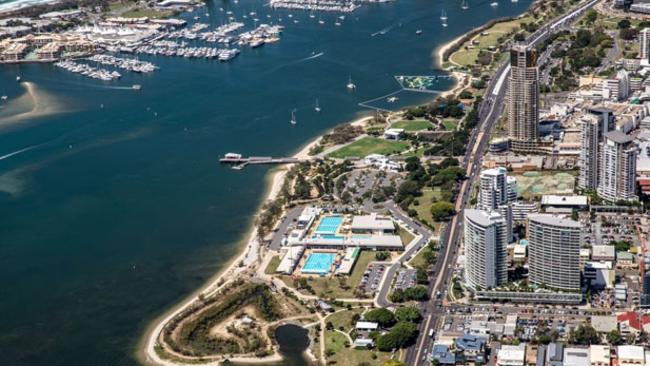 An aerial view of Broadwater Parklands, Southport