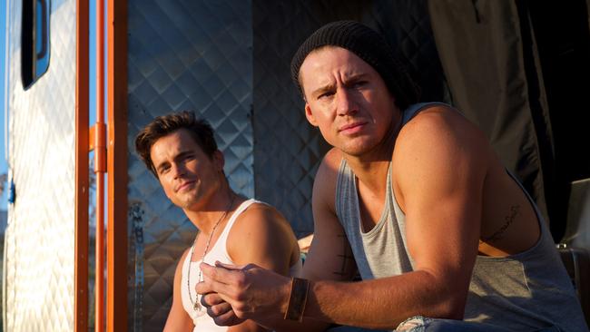 This photo provided by Warner Bros. Pictures shows, Matt Bomer as Ken, and Channing Tatum as Mike in Warner Bros. Pictures', 