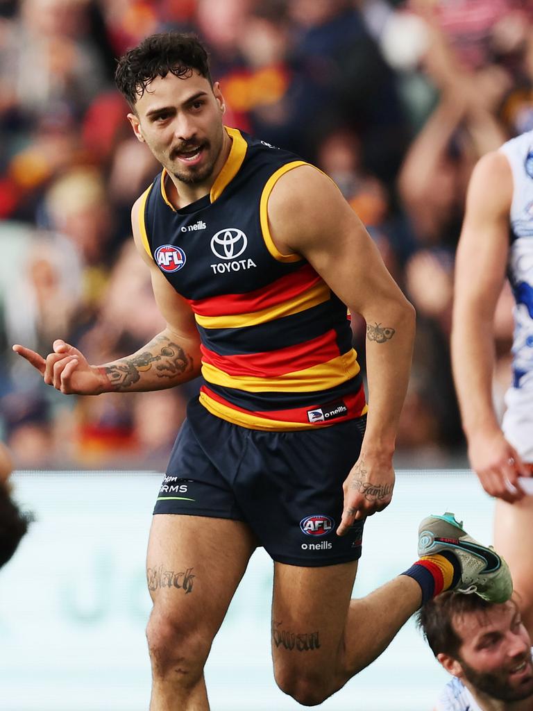 Izak Rankine finished with five goals in a starring performance. Picture: James Elsby/AFL Photos via Getty Images