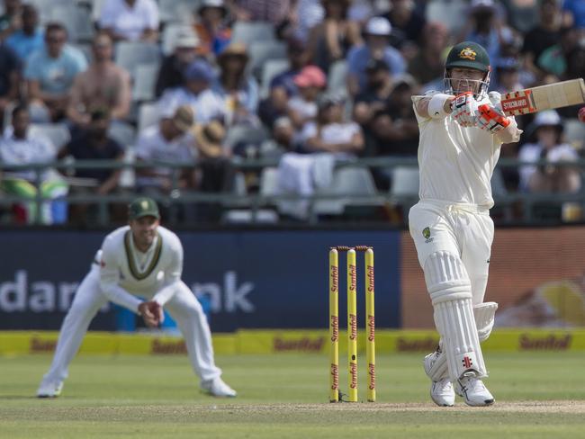 David Warner of Australia bats on the fourth day of the third test