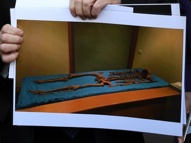 Mark and Faye Leveson displayed images of their son’s remains, buried in the Royal National Park by his former boyfriend Michael Atkins, at a Sydney court.