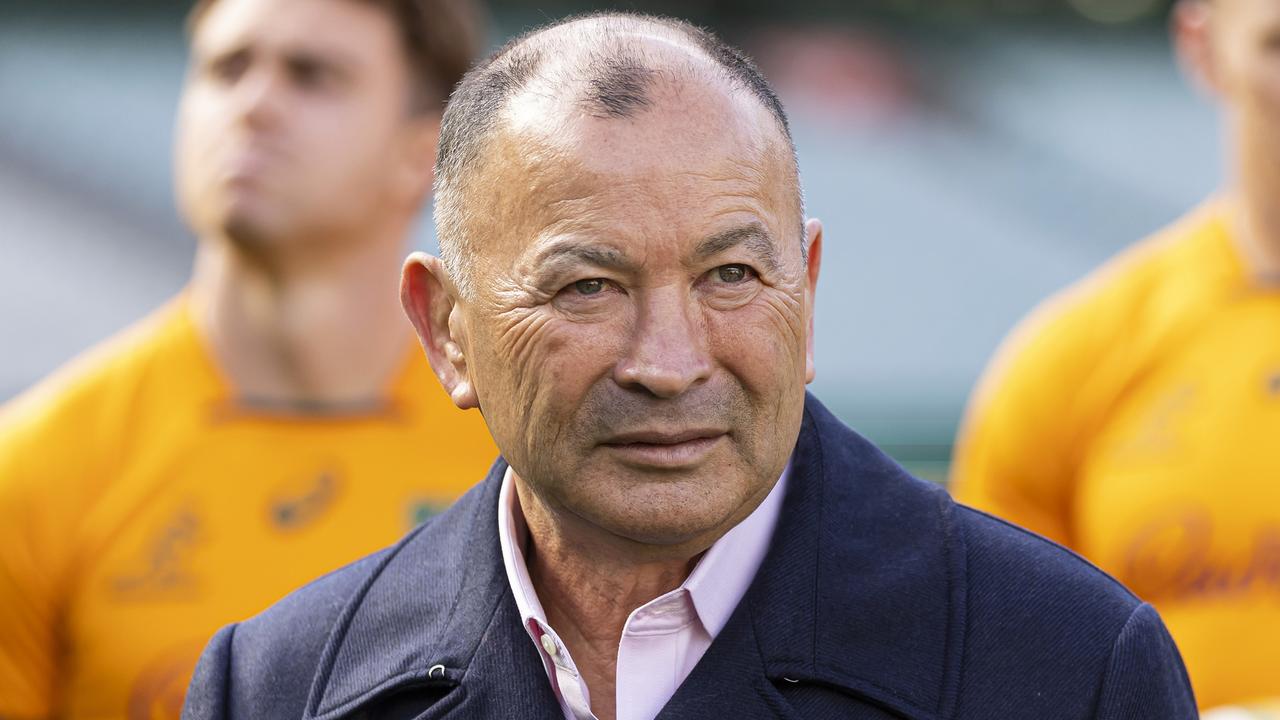 MELBOURNE, AUSTRALIA - MAY 01: Wallabies head coach Eddie Jones speaks to the media during a Wallabies media opportunity at Melbourne Cricket Ground on May 01, 2023 in Melbourne, Australia. (Photo by Daniel Pockett/Getty Images)
