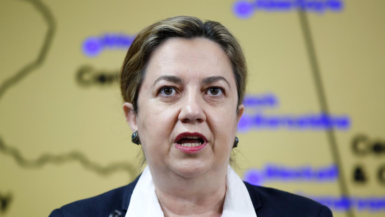 Premier Annastacia Palaszczuk pictured addressing the media at the Kedron Emergency Services Complex. Picture: Josh Woning