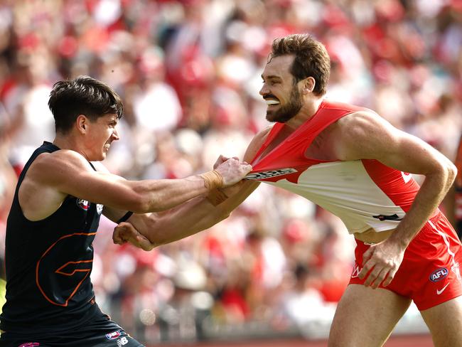 Hamling got under the skin of the Giants’ defenders, but completely disrupted their intercept marking game. Picture: Phil Hillyard