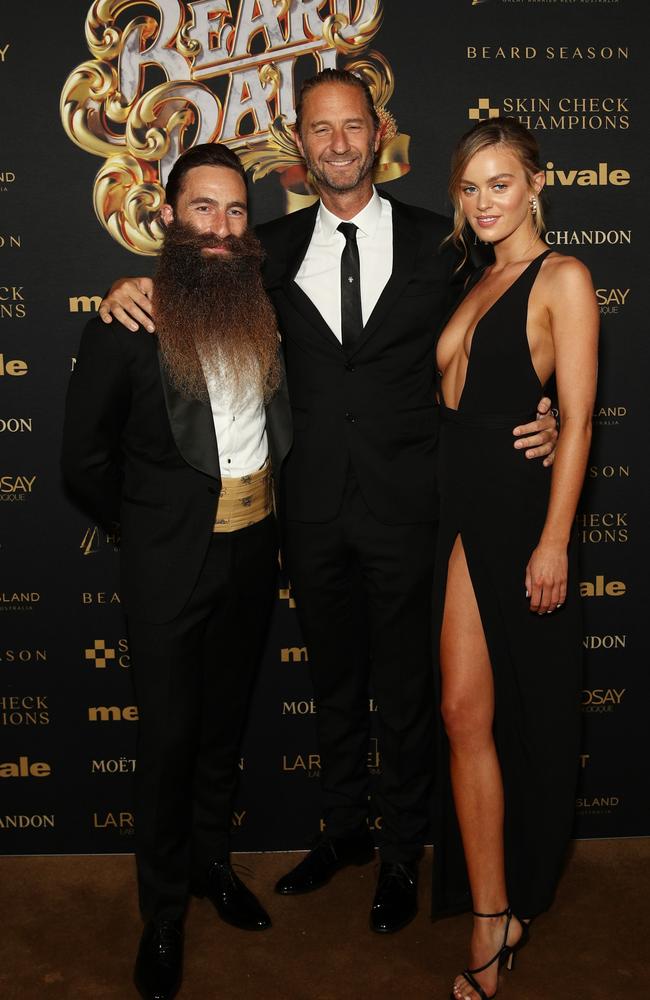 Hemmes and Holtznagel with Jimmy Niggles (left) at the Million Dollar Beard Ball on May 13. Picture: WireImage