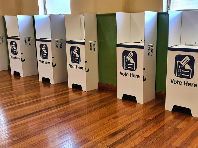 A Row of Voting Booths Ready for Election Day in Australia