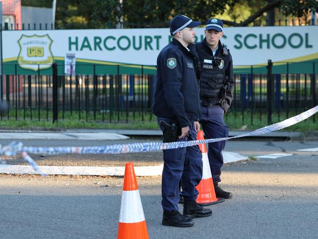 The crime scene overlooks a public school. Picture: Rohan Kelly