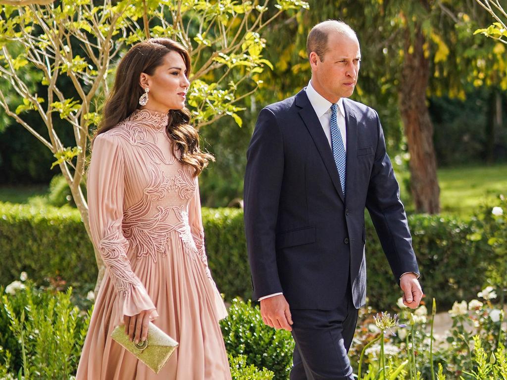 William and Kate, the Prince and Princess of Wales at the royal wedding ceremony of Crown Prince Hussein and Rajwa al-Saif in Jordan. Picture: Jordanian Royal Palace / AFP