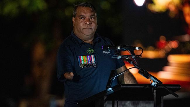 Dr Richard Fejo Territorians gather in Darwin City to reflect on Anzac Day. Picture: Pema Tamang Pakhrin