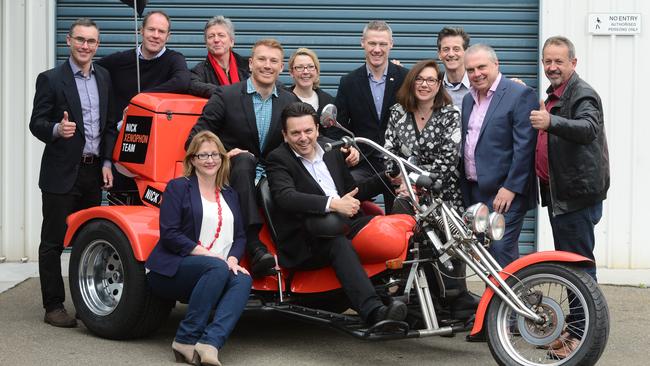 THE PARTY’S OVER: Nick Xenophon with NXT party candidates including Tim Storer, back left, before last year’s federal election. Picture: Tricia Watkinson