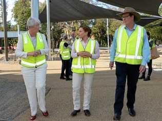 L-R Mayor Margaret Strelow, Treasurer Jackie Trad, and Member for Rockhampton Barry O'Rourke. Picture: Chris Ison ROK210618cKershaw3