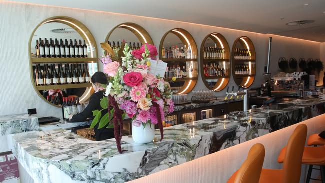 The bar at the Plaza Premium Lounge at the Adelaide Airport. Picture Dean Martin