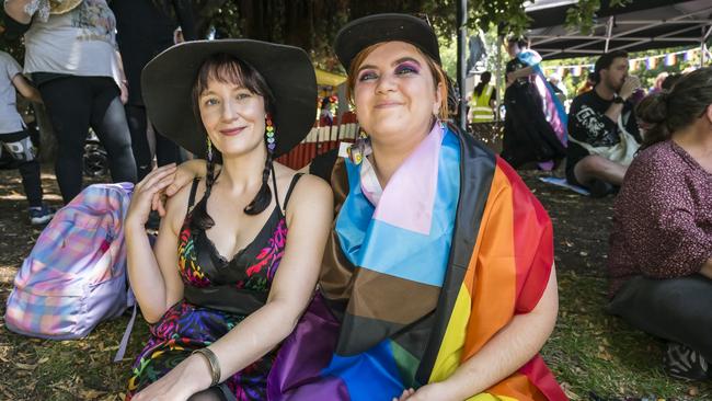 Marion McDonald and Sophie Milburn at TAS Pride Parade. Picture: Caroline Tan