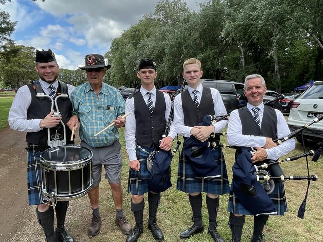 Adelaide Pipe Band members: Josh Troupe, Peter Glover, Atticus Zweck, William Mullighan and Simon Gibson. Picture: Athos Sirianos