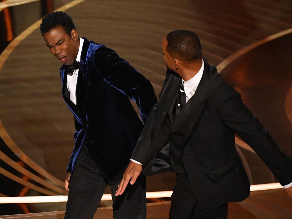 Will Smith slaps US actor Chris Rock onstage during the 94th Oscars. Picture: Robyn Beck / AFP