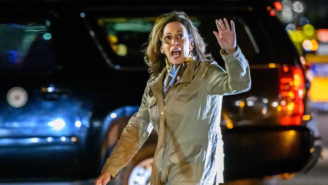 US Vice President and Democratic presidential candidate Kamala Harris waves as she walks to a vehicle after arriving at San Francisco International Airport. Picture: Getty