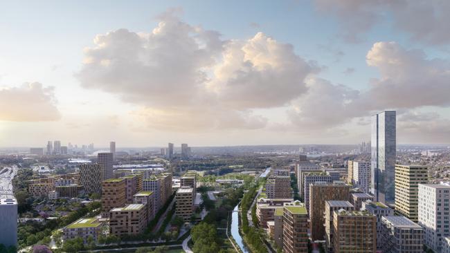 Artist impression of the Homebush TOD giving an idea of planned development.,