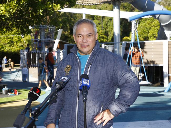 Gold Coast Mayor Tom Tate at the upgraded Pirate Park at Palm Beach Parklands. Picture: Tertius Pickard.