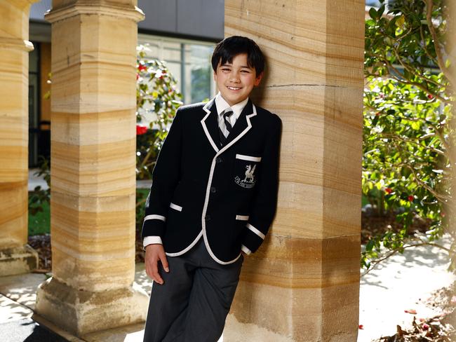 Newington College Year 8 student Hamish Tweeddale carries the hopes of the state as the only NSW student in the Red level Years 7-8 category to qualify in the “Top Five” for the state and territory finals of the 2023 Prime Ministers Spelling Bee. Picture: Richard Dobson