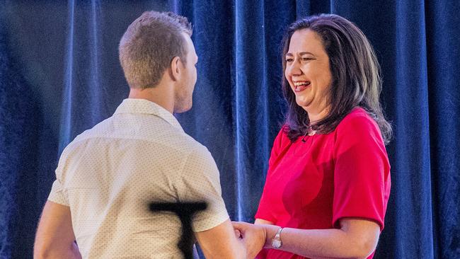 Boxer Jeff Horn and Queensland Premier Annastacia Palaszczuk at the 2017 Labor Party campaign launch. Picture: Jerad Williams