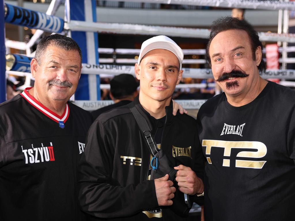 Glenn Jennings, Tim Tszyu and Dr. Bill. Picture, Portia Large.