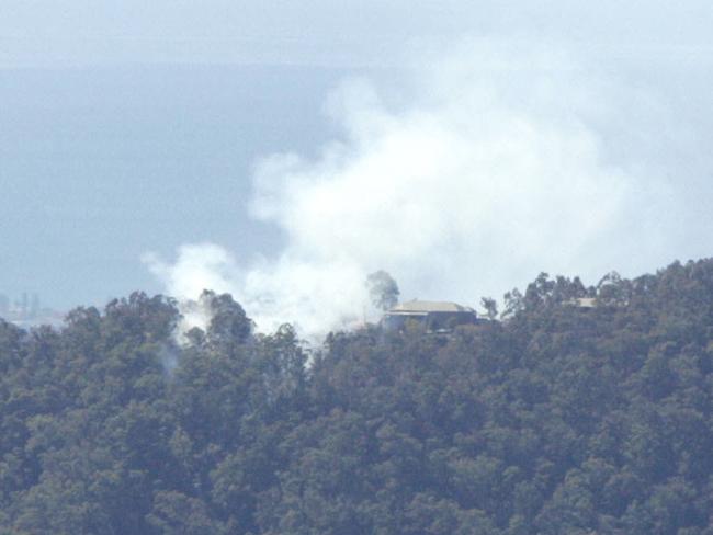 AUGUST 08, 2004: The view of the fire at Mudgereeba from Springbrook.  PicMike/Battherham - bush fires