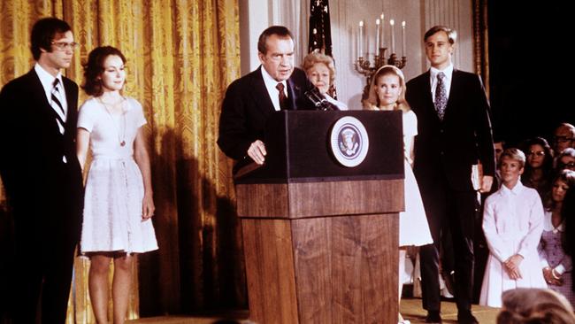 Nixon giving a speech at the White House following his resignation from the presidency after the Watergate scandal. Picture: Consolidated News Pictures/AFP