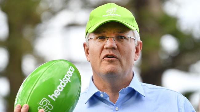 Prime Minster Scott Morrison in Adelaide on Sunday where he announced funding for mental health organisation Headspace. Picture: AAP