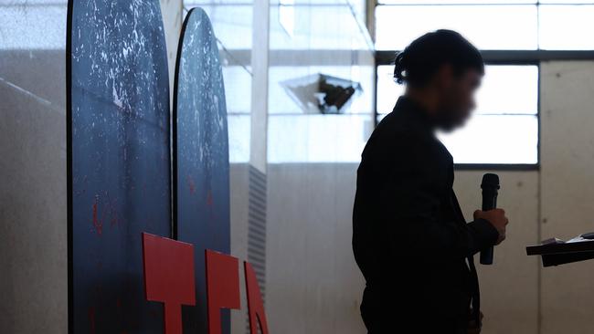 Every six months, the boys in Cobham Youth Centre have a chance to practice public speaking in front of guests and fellow detainees. Picture: John Feder / The Australian