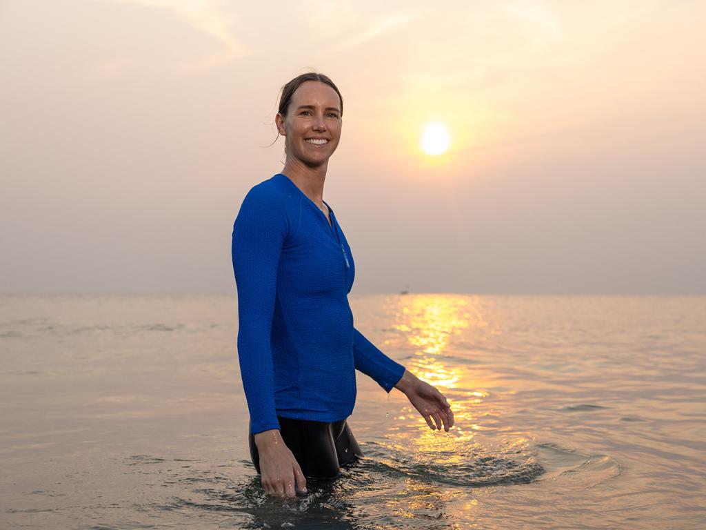 Olympian Emma McKeon, a UNICEF Australia ambassador, is hoping to save lives by encouraging kids to learn how to swim in Bangladesh. Picture: Jason Edwards