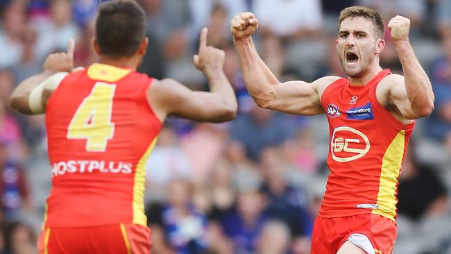 Anthony Miles celebrates a crucial goal for the Suns. Picture: Getty Images 