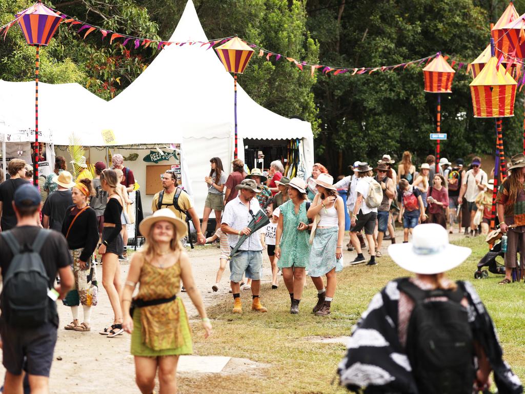 Colourful crowds on day one of the Woodford Folk Festival. Picture: Lachie Millard