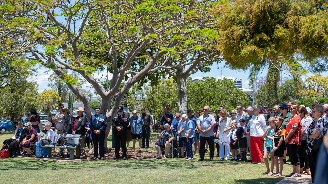 The crowd gathers at Remembrance Day Gatton, 2020. Photo: Ali Kuchel