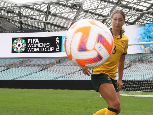 Sarah Hunter has a run on the field at Accor Stadium. Picture John Grainger