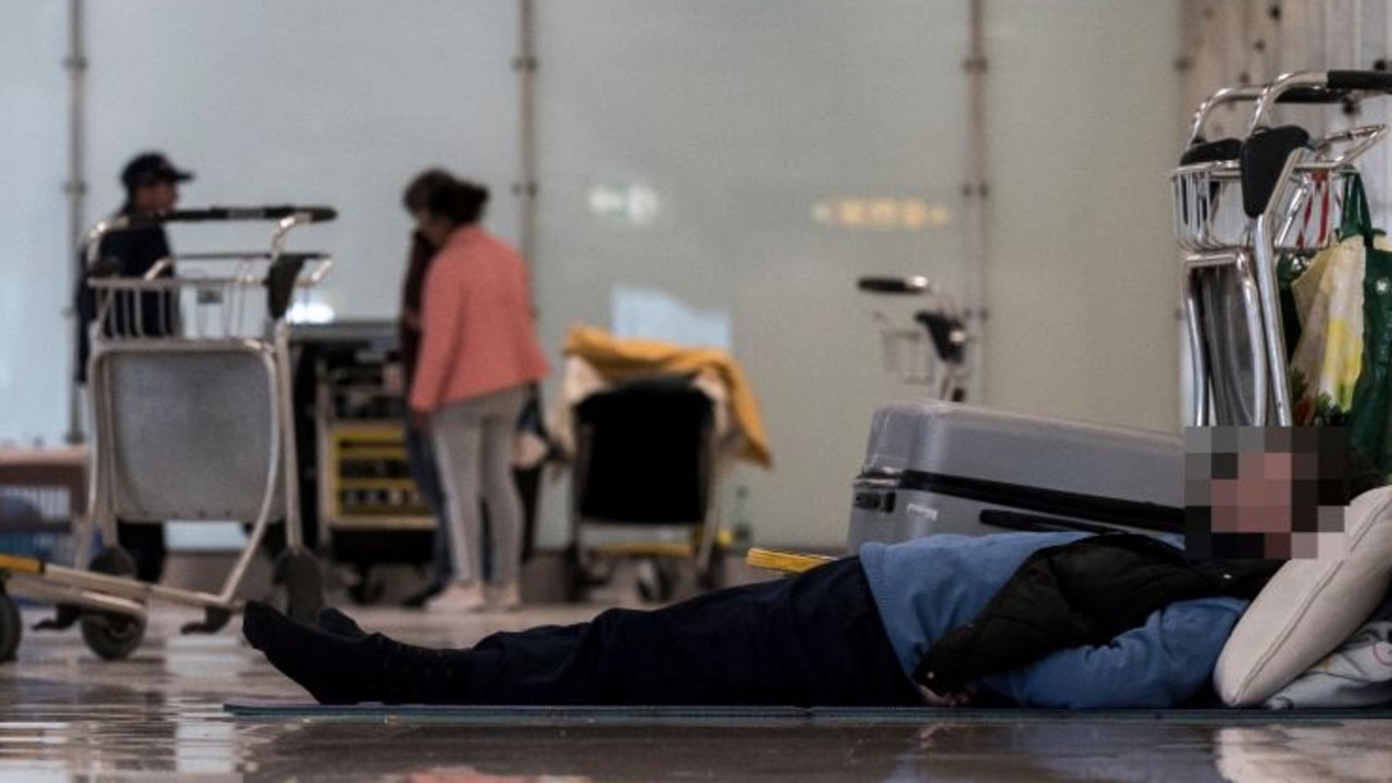 The 'unauthorised occupants' take up most of the terminal 4. Picture: AP